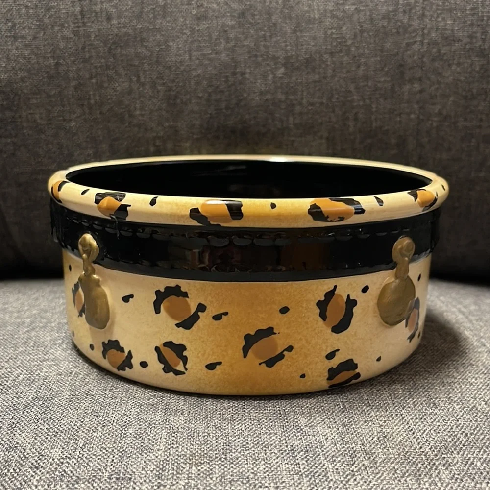 Lillian Vernon Animal Print Belt Buckle Pet Bowls